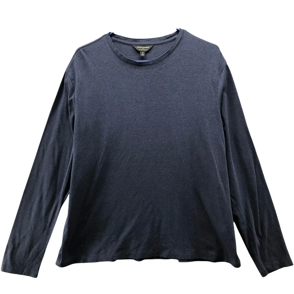 Banana Republic Luxe Touch Performance Long Sleeve T-Shirt Mens XL Navy‎ Blue